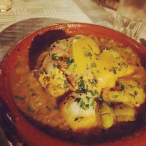 Chicken tagine with preserved lemon.